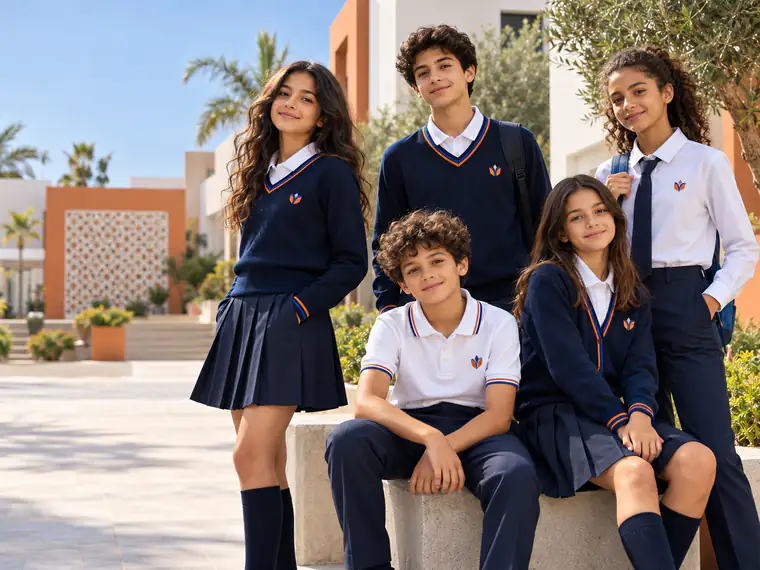 Élèves en uniforme scolaire personnalisé, écoles d’El Jadida